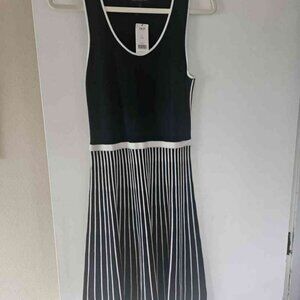 Elegant Black and White Striped Dress